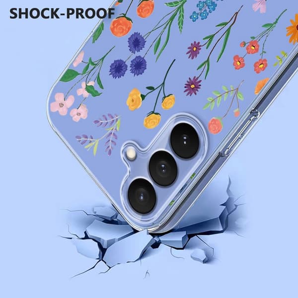 Mobilskal för Samsung Galaxy S26 Plus TPU - Prickiga blommor - Vit
