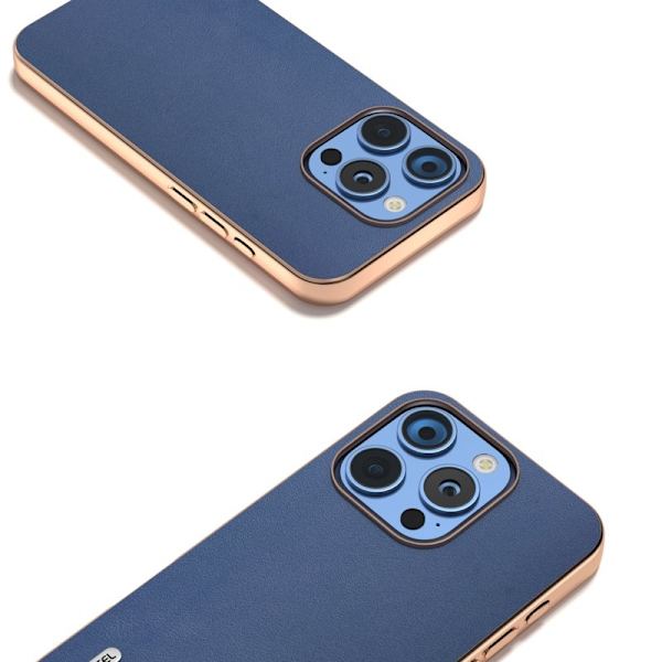 ABEEL Mobilskal till iPhone 16 Pro Electroplating Äkta Läder Blå
