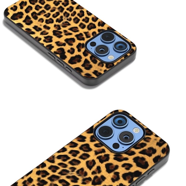 ABEEL Mobilskal till iPhone 16 Pro Max Leopardmönster PU+TPU Guld