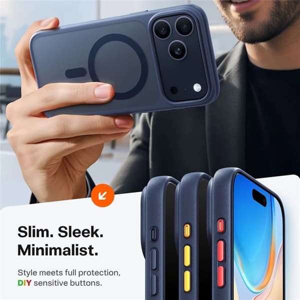 TORRAS Mobilskal till iPhone 17 Pro MagSafe Matte PC + TPU - Mörkblå Blå