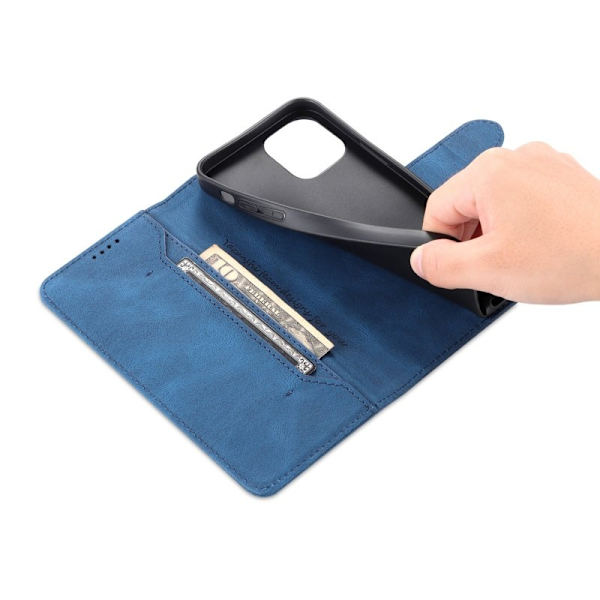 AZNS iPhone 14 Plånboksfodral i Konstläder - Drop-proof - Blå