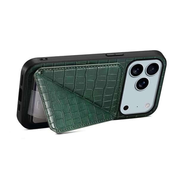 Mobilskal till iPhone 17 Pro Max Korthållare Crocodile Textured - Grön Grön