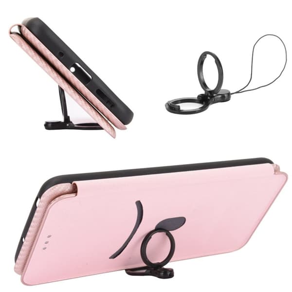 Mobilskal till Samsung Galaxy S26 Edge Kolfiber PU Läder - Roséguld