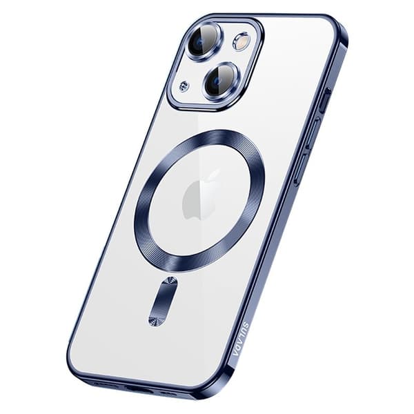SULADA iPhone 15 Plus Skal MagSafe TPU Tempererat Glas Titanium Blå