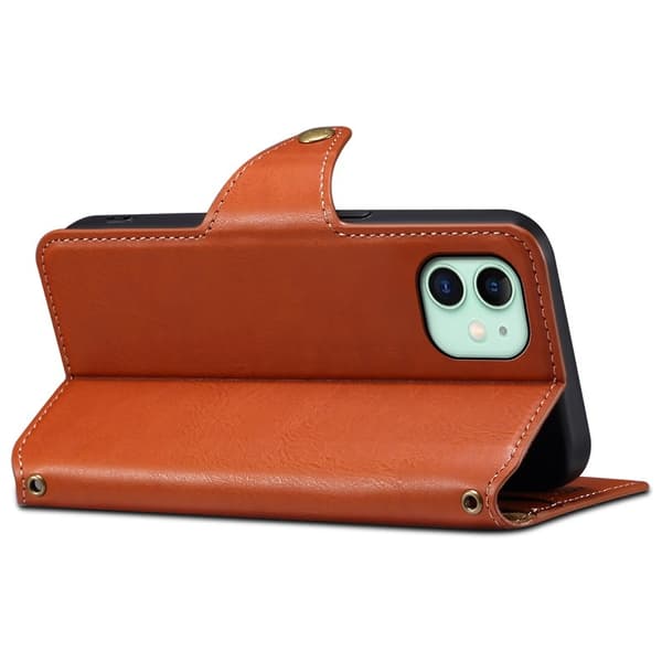 DENIOR iPhone 11 Plånboksfodral Konstläder Stötbeständig - Brun