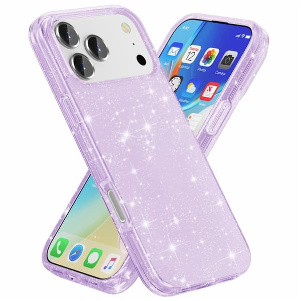 AMORUS Mobilskal till iPhone 17 Pro Shockproof - GlitterLila Lila
