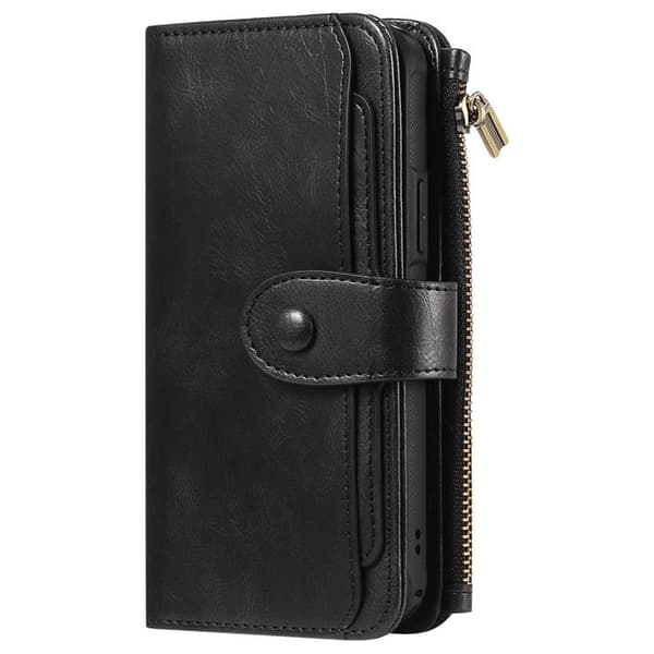 iPhone 17 Pro Konstläder Plånboksfodral Detachable Zipper - Svart Svart