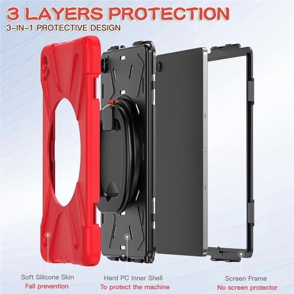 Mobilskal till Galaxy Tab A9 Plus Kickstand Handle Grip - Röd / Svart Röd