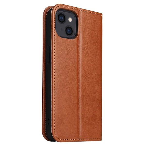 FIERRE SHANN iPhone 14 Plus Plånboksfodral Konstläder - Brun