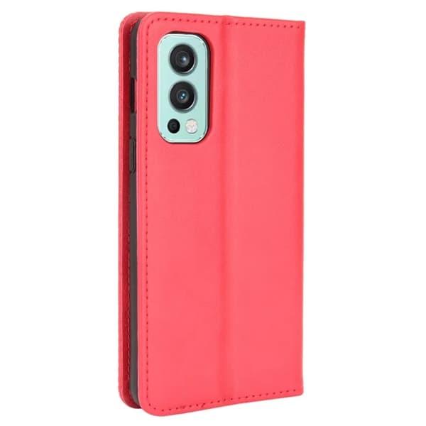 OnePlus Nord 2 5G Plånboksfodral Retro Style Flip Stativ Röd