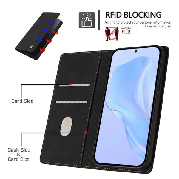 Plånboksfodral för Samsung Galaxy S26 Plus Konstläder RFID - Svart