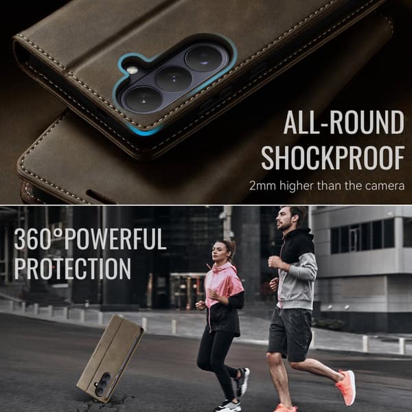 CaseMe Plånboksfodral för Samsung Galaxy S26 Plus Konstläder RFID - Kaffe