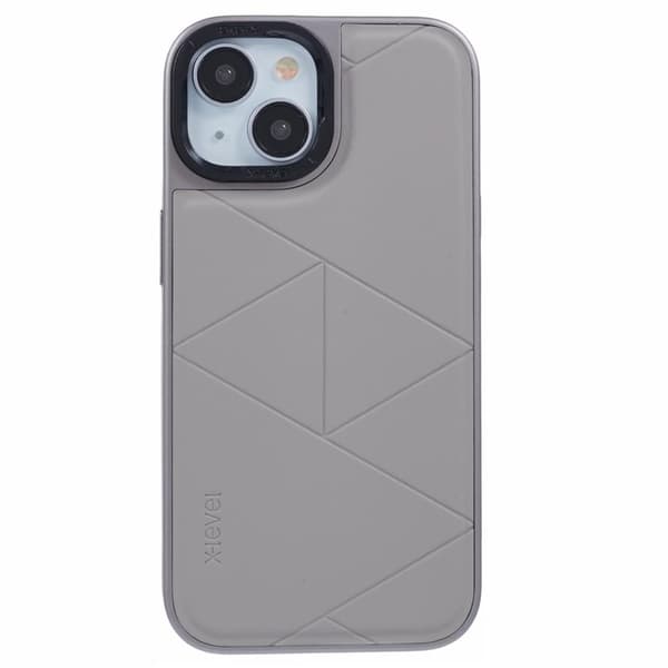 X-LEVEL Mobilskal till iPhone 14/13 Läder+PC+TPU Geometrisk Grå