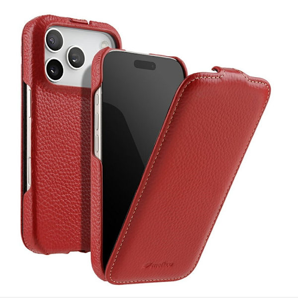 MELKCO Mobilskal till iPhone 17 Pro Max Äkta Läder + PC Röd