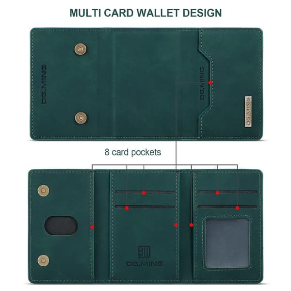 DG.MING M2 Series Magnetiskt Plånboksfodral Konstläder för iPhone X/XS - Grön