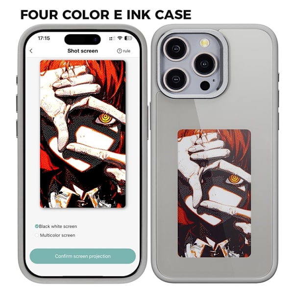 Mobilskal till iPhone 14 Pro Max E Ink 4-Color Display Customized - Grå Grå