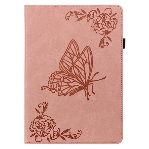 iPad 10.9 (2022) Fodral Butterfly Flower Imprinted - Rosa