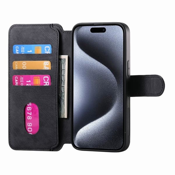 CASENEO iPhone 15 Pro Plånboksfodral Konstläder - Svart