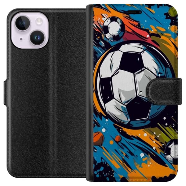 Plånboksfodral till Apple iPhone 14 med Fotbollar