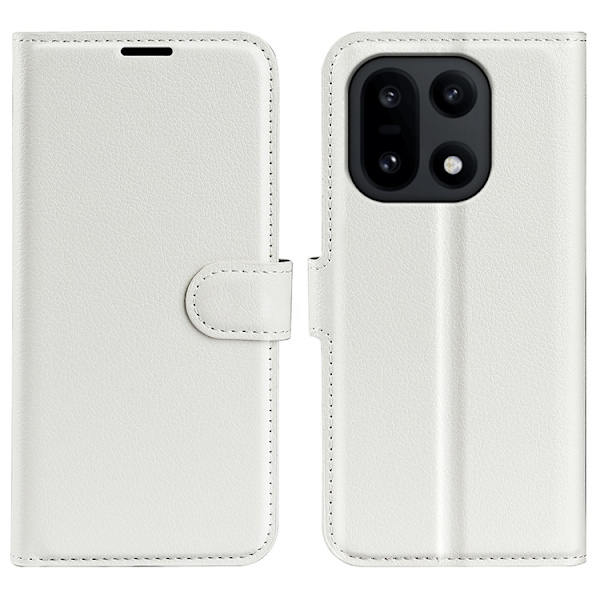 OnePlus 15 5G Plånboksfodral Litchi Shockproof Konstläder Vit