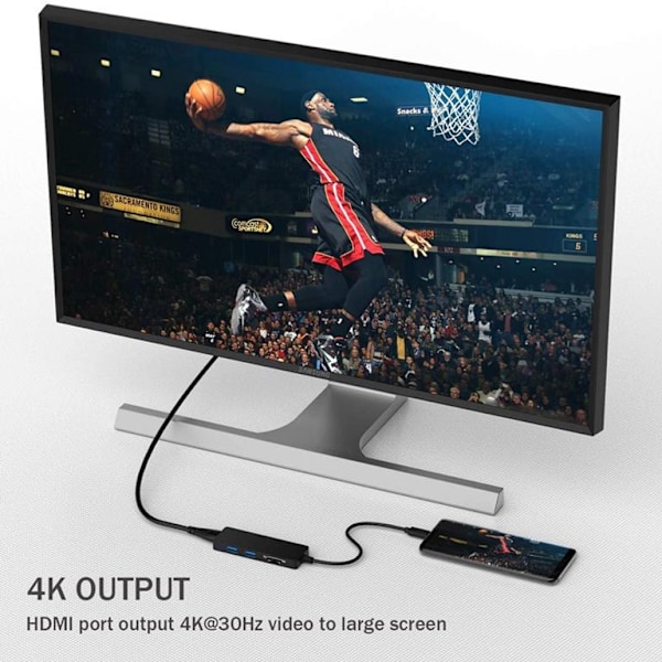 SiGN 5-i-1 USB-C-adapter HDMI 4K MicroSD, max 15W, 5V, 3A - Svart