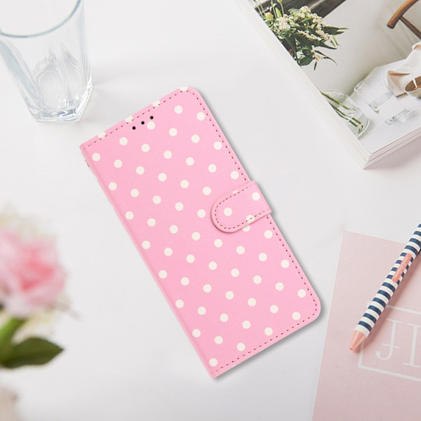 OnePlus 15 5G Plånboksfodral Polka Dot Pattern Konstläder Rosa