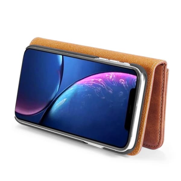 DG.MING iPhone 11 Plånboksfodral i Äkta läder- Anti-fingeravtryck Brun