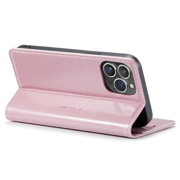 CASEME 003 Plånboksfodral Konstläder iPhone 14 Pro Max Stöd Rosa