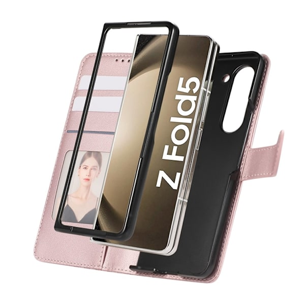 Galaxy Z Fold7 Plånboksfodral 3D Rhombus Grid Imprinted Rosa
