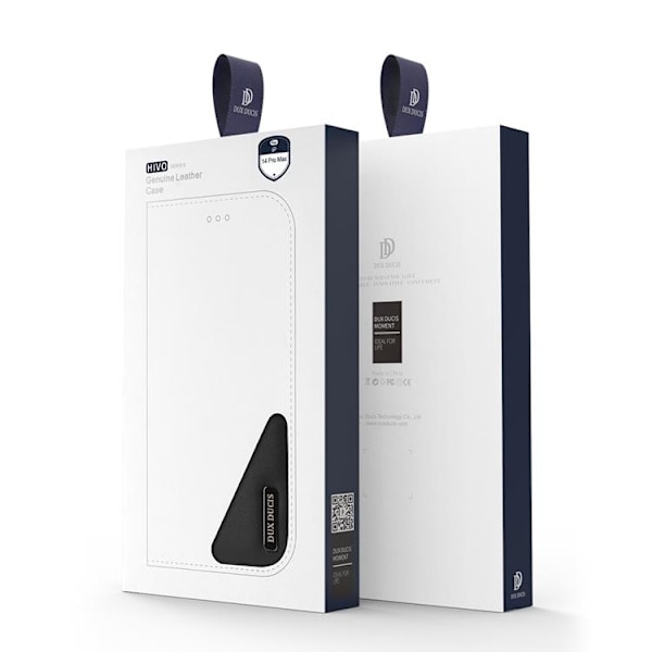 Dux Ducis iPhone 14 Pro Max Plånboksfodral Äkta Läder Hivo Flip - Svart Svart