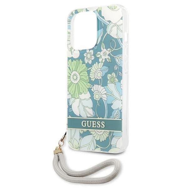 Guess iPhone 13 Pro Skal Flower Strap - Grön Grön