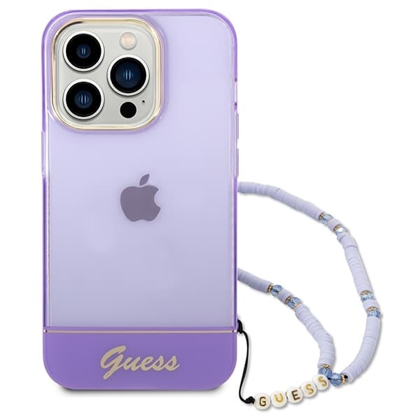 Guess Mobilskal till iPhone 14 Pro MagSafe Translucent Pearl Strap