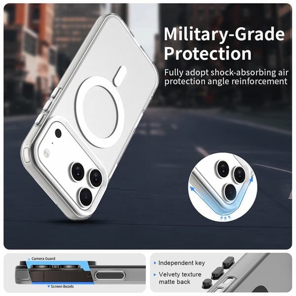 Mobilskal till iPhone 17 Pro Max MagSafe Anti Drop Hybrid - Vit Vit