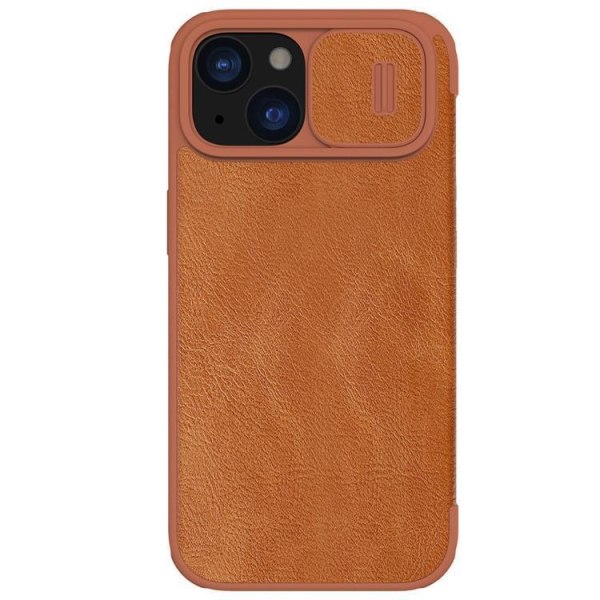 Nillkin iPhone 15 Plus -lompakkokotelo Qin Pro nahka - ruskea