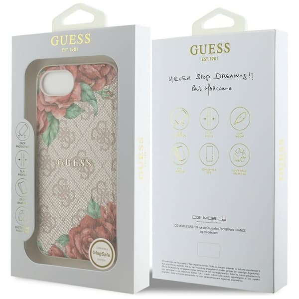 Guess Mobilskal till iPhone 16e Magsafe Flowers Print - Rosa Rosa
