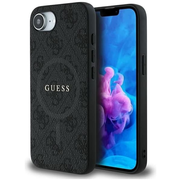 Guess Mobilskal till iPhone 16e MagSafe 4G Ring Classic Logo Svart