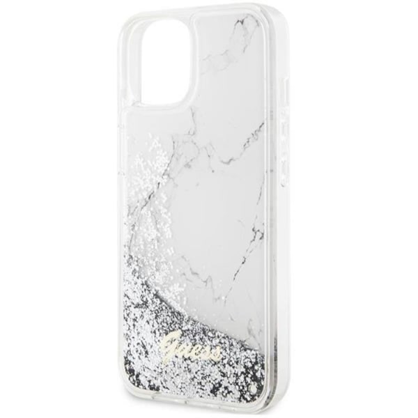 Guess iPhone 14 Cover Liquid Glitter Marble - Hvid