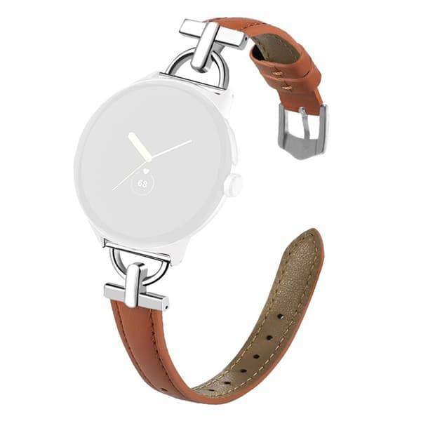 Google Pixel Watch 3 45mm Armband Äkta Cow Läder - Brun Brun
