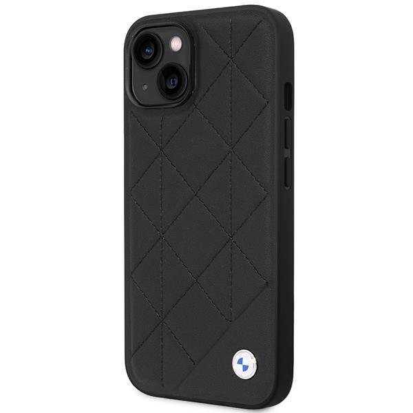 BMW iPhone 14 Mobilskal Läder Quilted - Musta