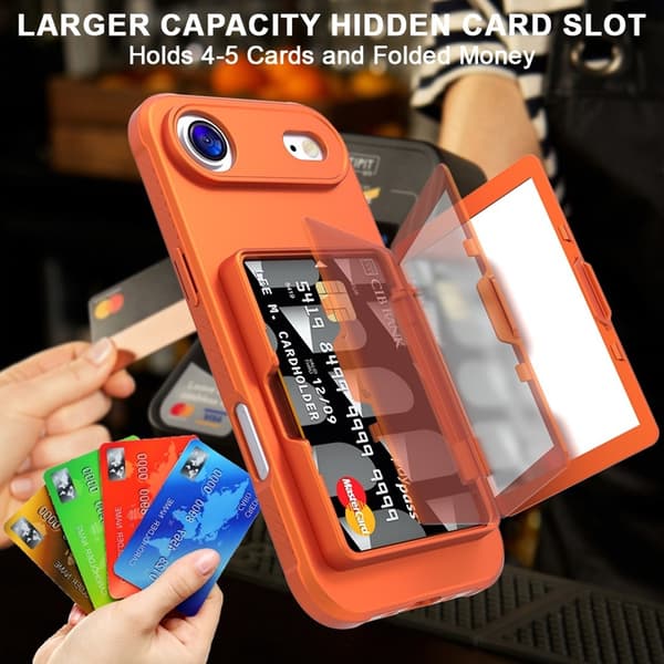 Mobilskal till iPhone Air Korthållare Mirror Kickstand - Orange Orange
