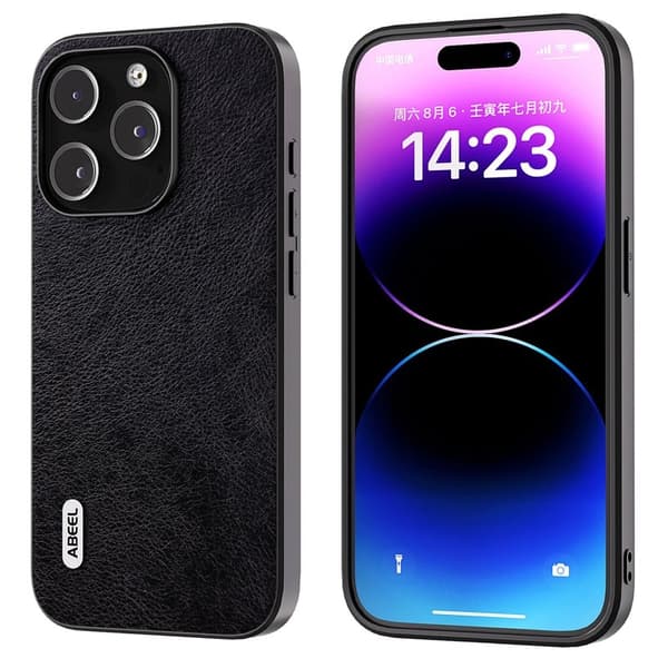 ABEEL Mobilskal till iPhone 14 Pro Max Drop-Skydd Litchi Textur Svart
