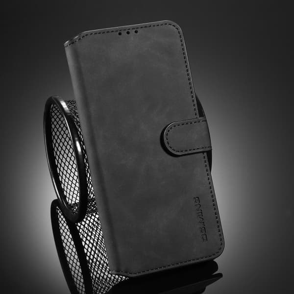 DG.MING Retro Konstläder Plånboksfodral Mobilskal för Samsung Galaxy S20 - Svart