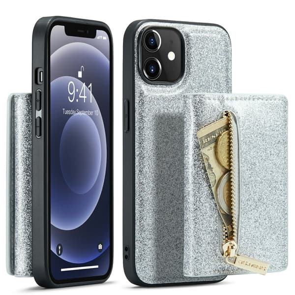 DG.MING M3 Series Mobilskal till iPhone 12/12 Pro Silver 2-i-1 Glitter