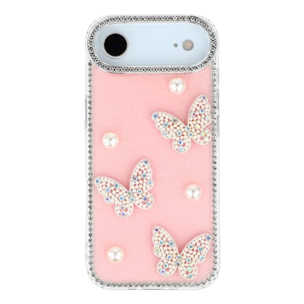 Mobilskal till iPhone Air Rhinestone Edge Pearl Butterfly Rosa