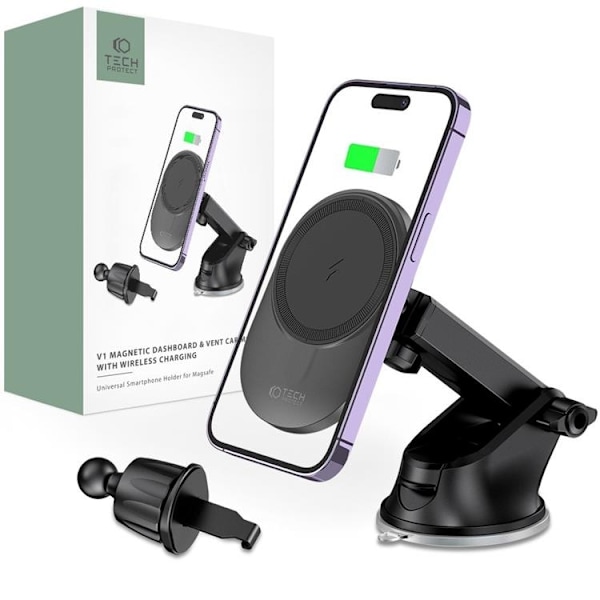 Tech-Protect Magsafe Trådløs Bilholder Dashboard Og Vent Mount Svart