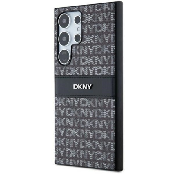 DKNY Galaxy S24 Ultra Mobilskal Läder Mono Stripe & Metal Logo Svart