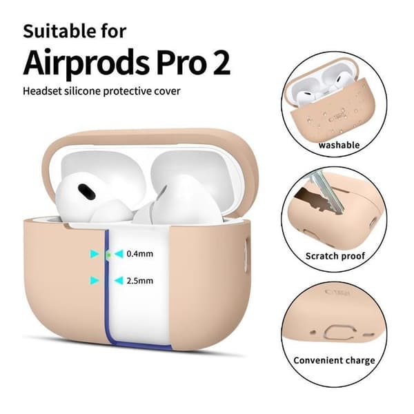Tech-Protect Apple Airpods Pro 1/2 Taske Silikone - Cafe Latte Beige
