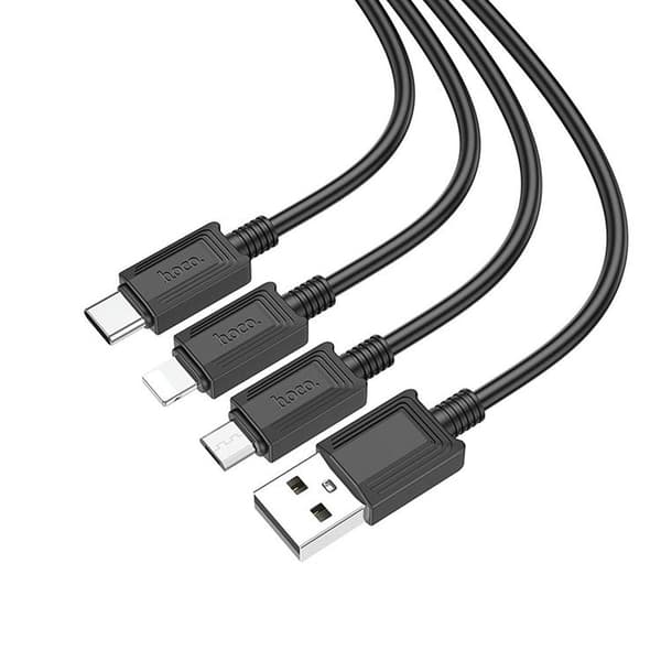 HOCO USB-A/Lightning/Micro-USB/USB-C Kabel 1m 2A X76 - Svart Black