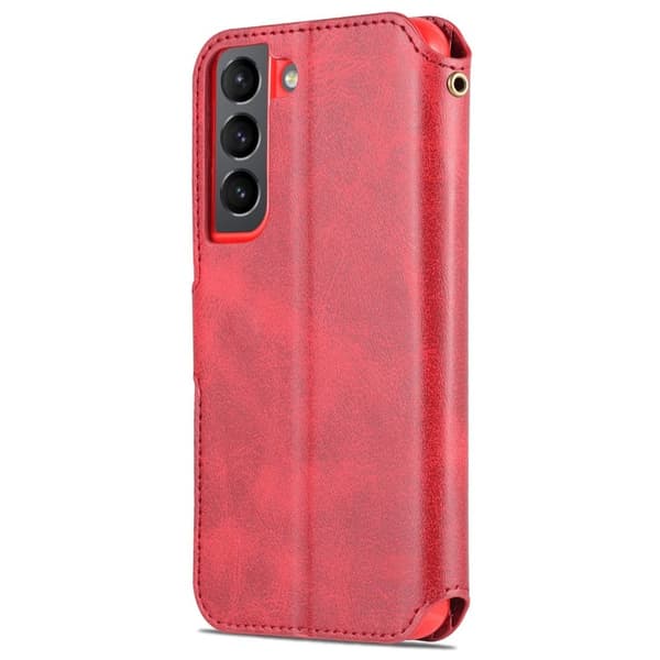 AZNS Samsung Galaxy S22 5G Plånboksfodral Konstläder - Röd