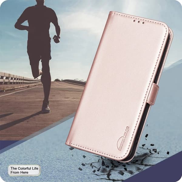 BINFEN Samsung Galaxy S26 Plus Plånboksfodral Konstläder Flip Folio - Rosa